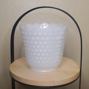 White Milk Glass Vintage Fire King Hobnail Ovenware Vase Candy Dish USA Made